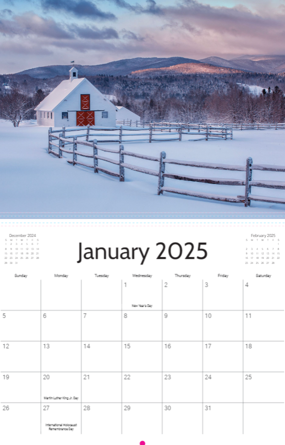 2025 Vermont Calendar